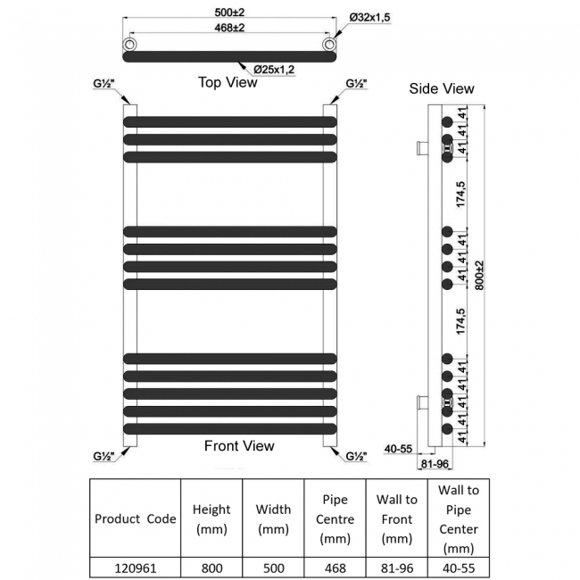 Heatwave Nest Chrome Designer Ladder Towel Rail 800mm (H) x 500mm (W)