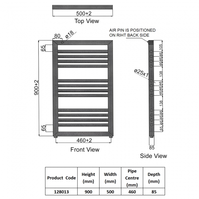 Heatwave Blaze Chrome Designer Towel Rail 900mm (H) x 500mm (W)