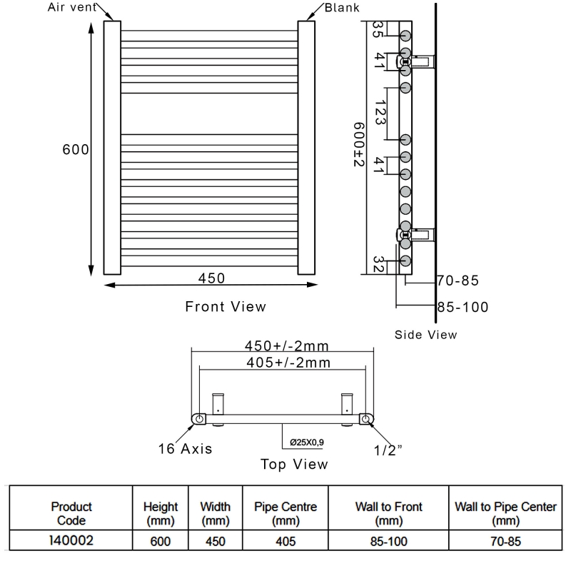 Heatwave Tempo Chrome Ladder Towel Rail 600mm (H) x 450mm (W)
