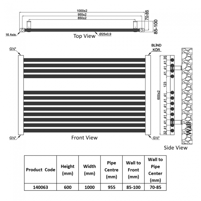 Heatwave Tempo Chrome Ladder Towel Rail 600mm (H) x 1000mm (W)