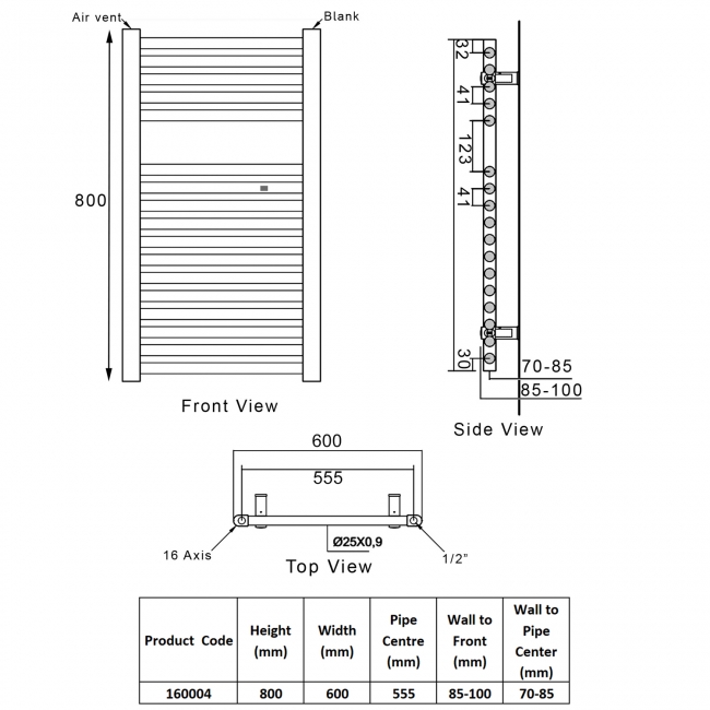 Heatwave Tempo White Ladder Towel Rail 800mm (H) x 600mm (W)