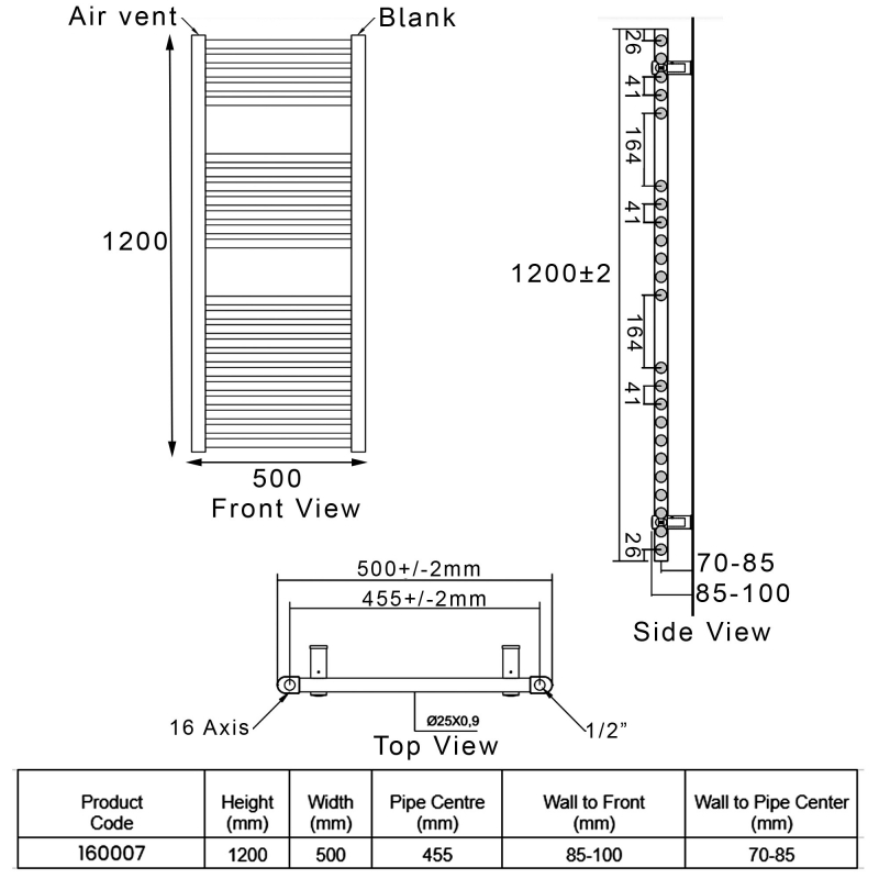 Heatwave Tempo White Ladder Towel Rail 1200mm (H) x 500mm (W)