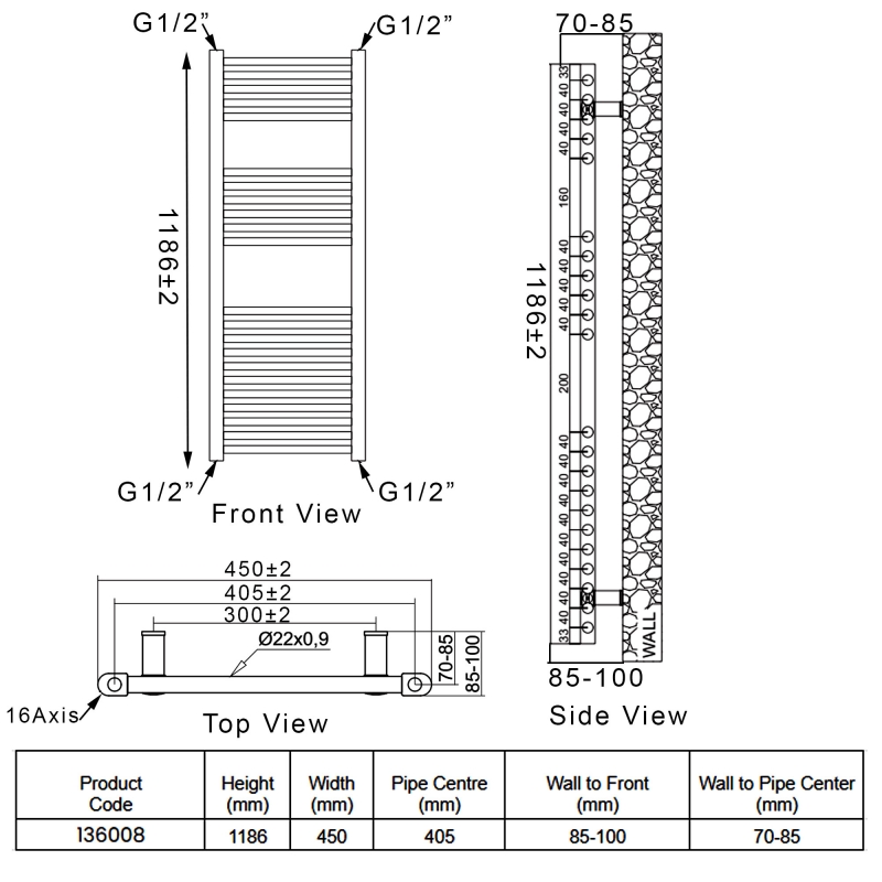 Heatwave Ballad Chrome Thermostatic Electric Ladder Towel Rail 1186mm (H) x 450mm (W)