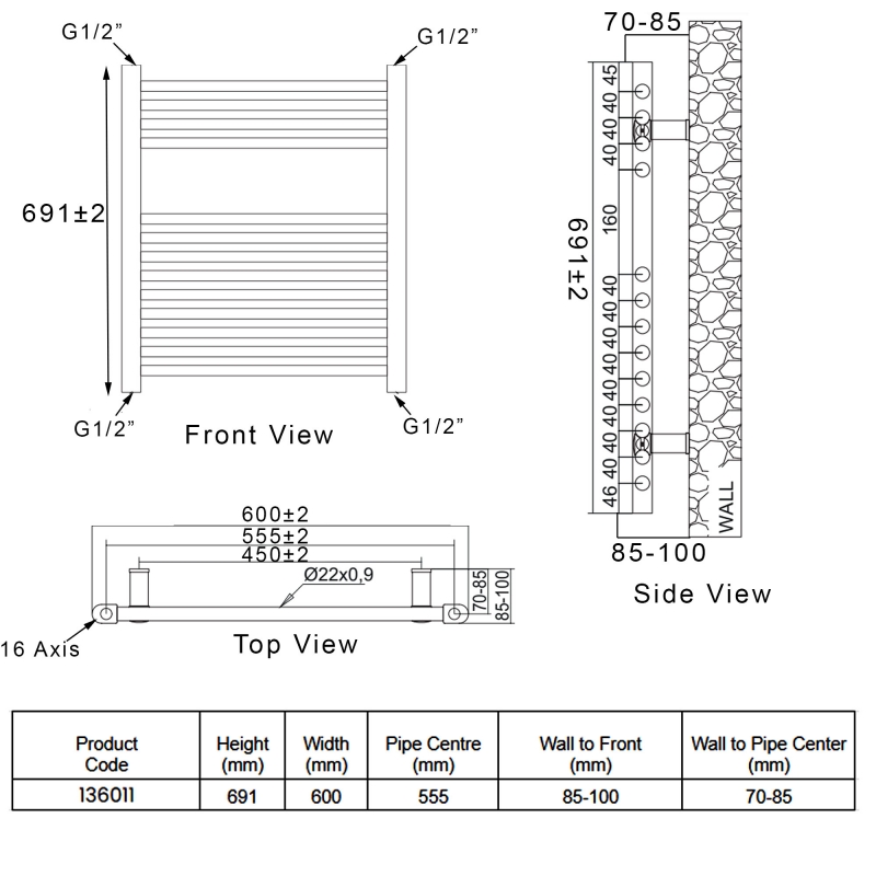Heatwave Ballad Chrome Thermostatic Electric Ladder Towel Rail 691mm (H) x 600mm (W)