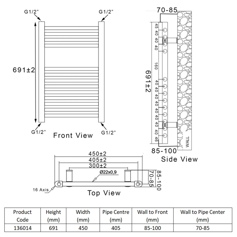 Heatwave Richmond Towel Rail Anthracite 136014