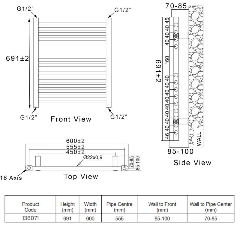 Heatwave Ballad Chrome Standard Electric Ladder Towel Rail 691mm (H) x 600mm (W)