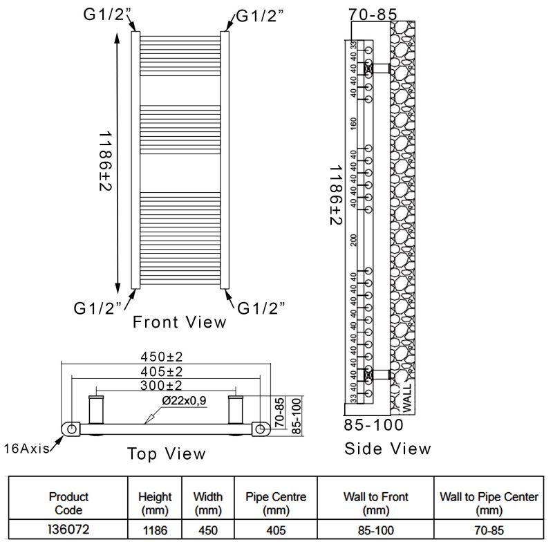 Heatwave Ballad Chrome Standard Electric Ladder Towel Rail 1186mm (H) x 450mm (W)