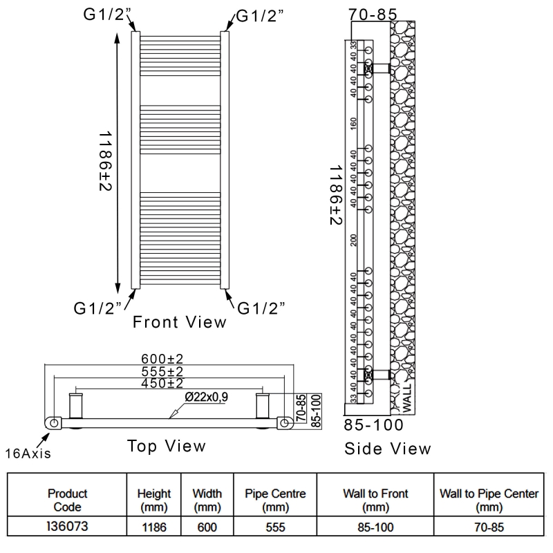 Heatwave Ballad Chrome Standard Electric Ladder Towel Rail 1186mm (H) x 600mm (W)