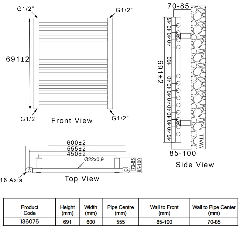 Heatwave Ballad White Standard Electric Ladder Towel Rail 691mm (H) x 600mm (W)
