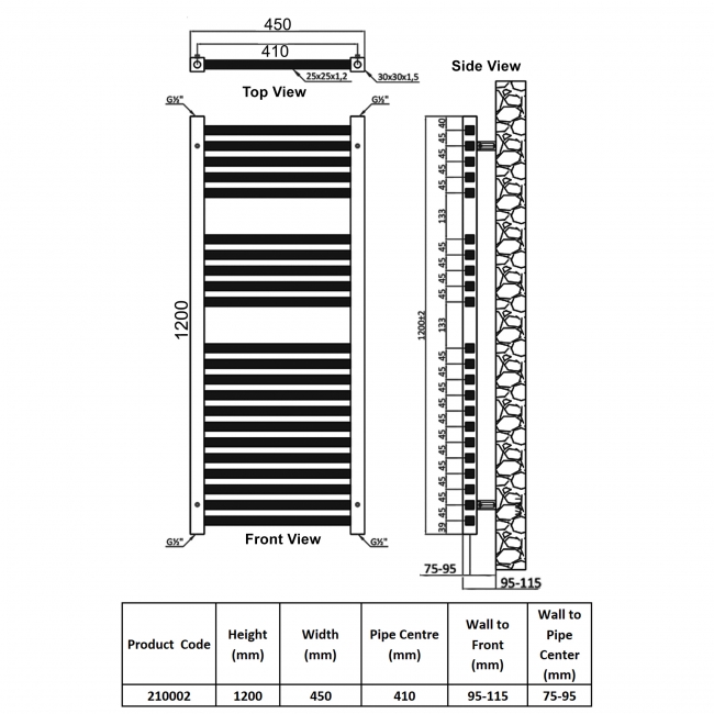 Heatwave Zephyr Chrome Designer Ladder Towel Rail 1200mm (H) x 450mm (W)