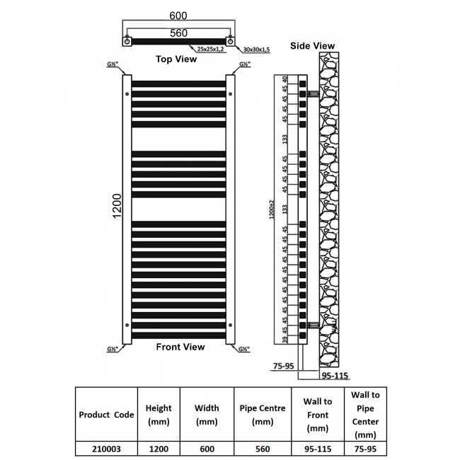 Heatwave Zephyr Chrome Designer Ladder Towel Rail 1200mm (H) x 600mm (W)
