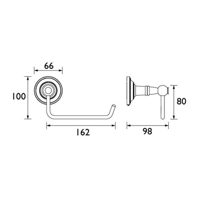 Heritage Clifton Toilet Roll Holder - Vintage Gold  | Dimension Image