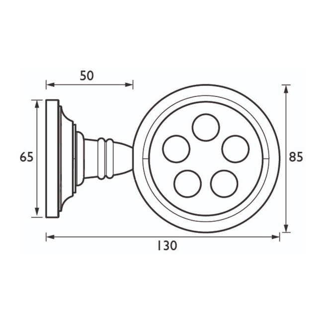 Heritage Clifton Toothbrush Holder - Chrome  | Dimension Image