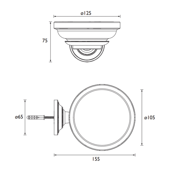 Heritage Clifton Soap Dish - Vintage Gold  | Dimension Image