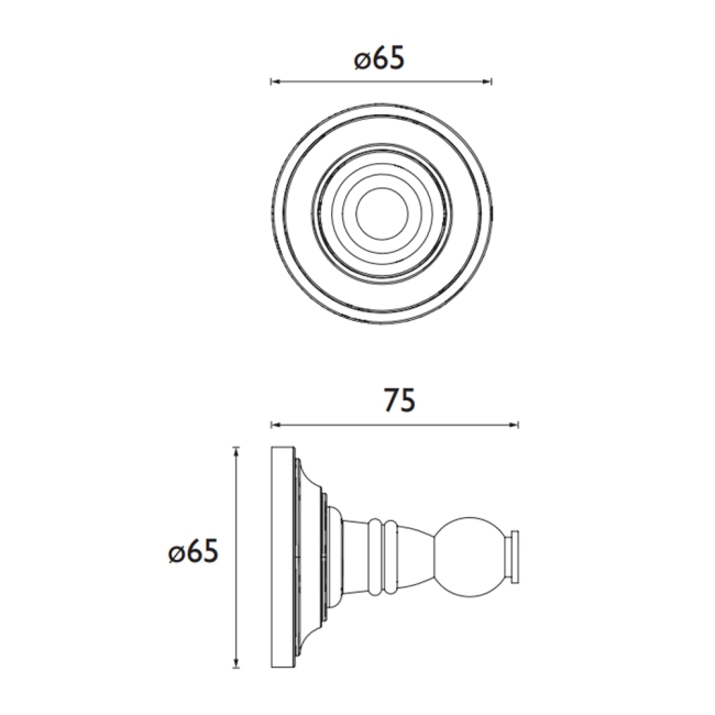Heritage Clifton Robe Hook - Vintage Gold  | Dimension Image