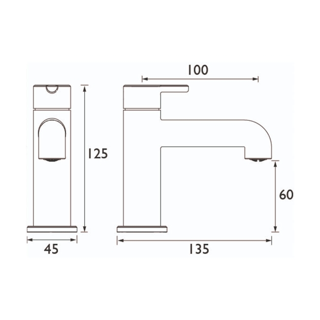 Heritage Dartmouth Basin Taps Pair - Brushed Brass  | Dimension Image