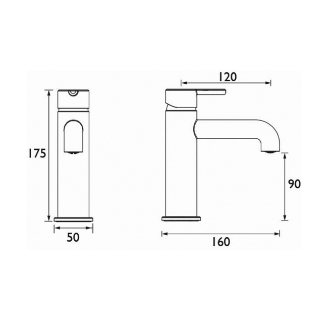 Heritage Dartmouth Basin Mixer Tap - Chrome  | Dimension Image