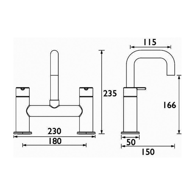 Heritage Dartmouth Bath Filler Tap - Chrome  | Dimension Image