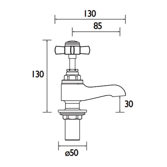 Heritage Dawlish Bath Taps Pair - Chrome  | Dimension Image