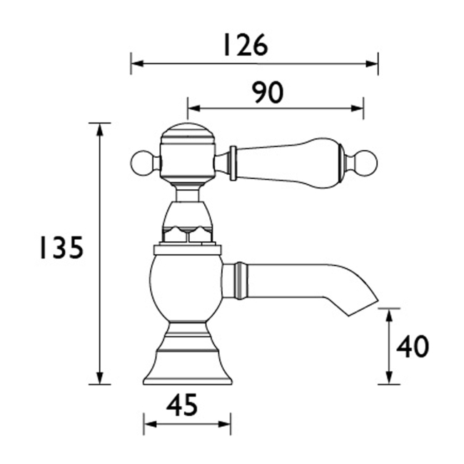 Heritage Glastonbury Basin Taps Pair - Vintage Gold  | Dimension Image