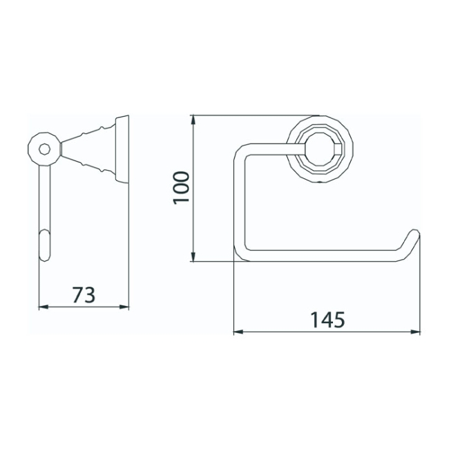 Heritage Holborn Toilet Roll Holder - Chrome  | Dimension Image