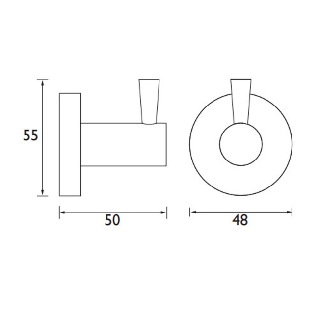 Heritage Lullington Robe Hook - Chrome  | Dimension Image