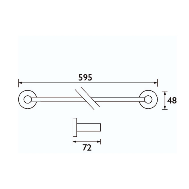 Heritage Lullington Towel Bar - Matt Black  | Dimension Image