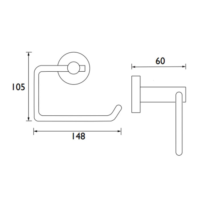 Heritage Lullington Toilet Roll Holder - Matt Black  | Dimension Image