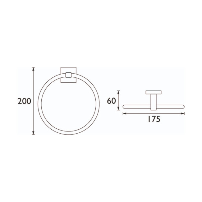 Heritage Oakham Towel Ring - Chrome  | Dimension Image