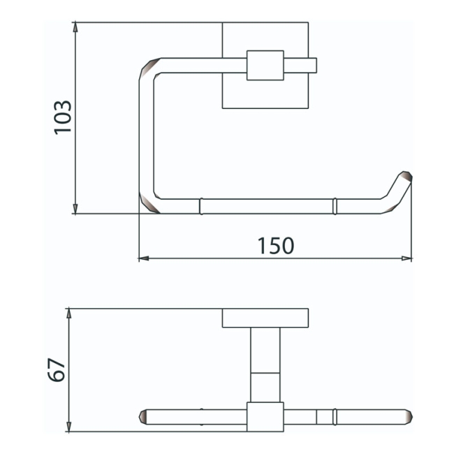 Heritage Oakham Toilet Roll Holder - Chrome  | Dimension Image
