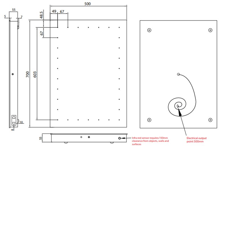HiB Astral Bathroom Mirror 77450000 500mm Wide Rectangular