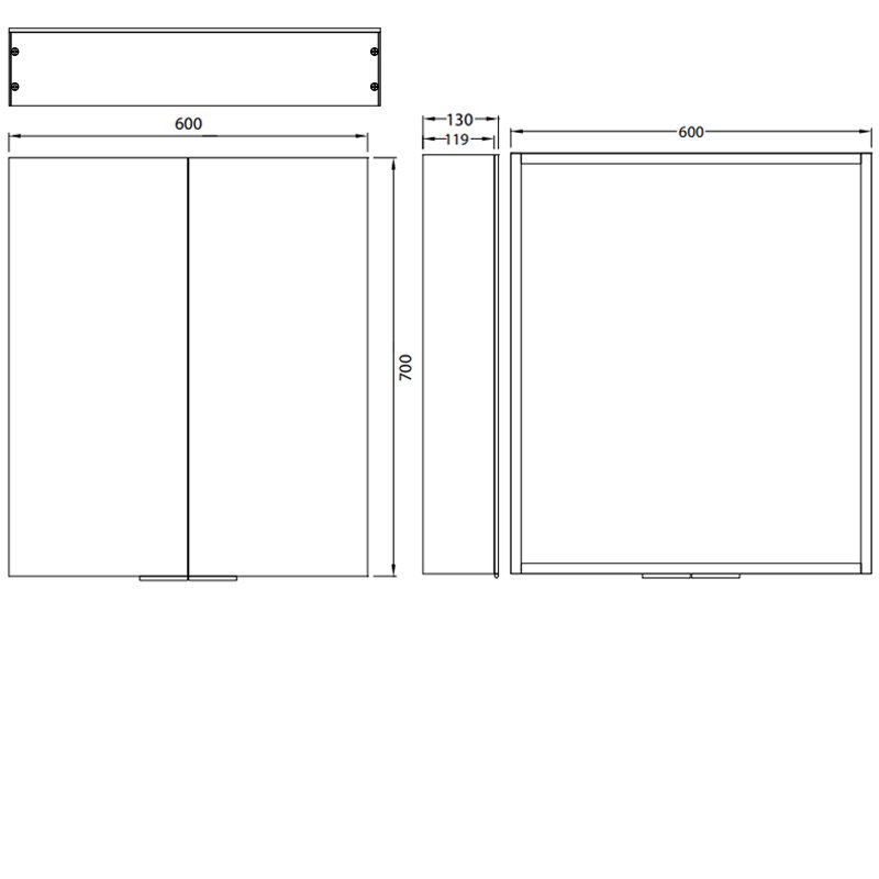 HiB Eris Bathroom 45200 600mm Grey / Mirrored