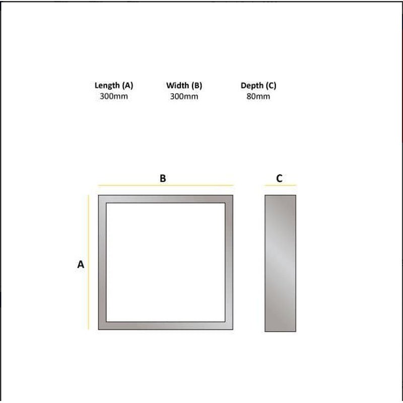 HiB Inertia LED Square Ceiling Light 300mm Wide - Chrome