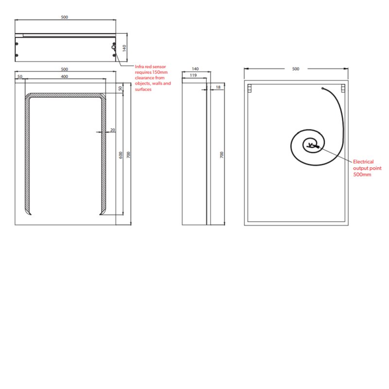 HiB Stratus Bathroom 46800 500mm Grey