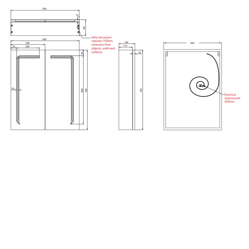 HiB Stratus Bathroom 46900 600mm Grey