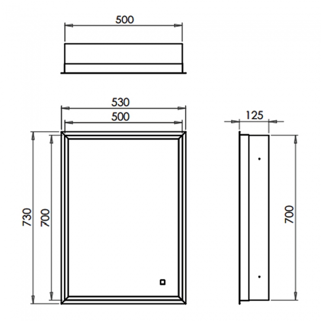 HiB Vanquish 50 Single Door Recessed LED Bathroom Cabinet 730mm H X 530mm W