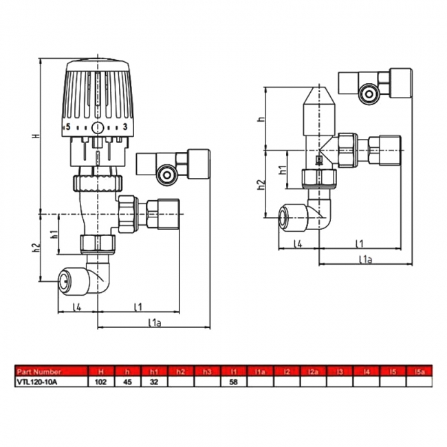 Honeywell Valencia Traditional TRV & Lockshield and Angled Valve 10mm - White