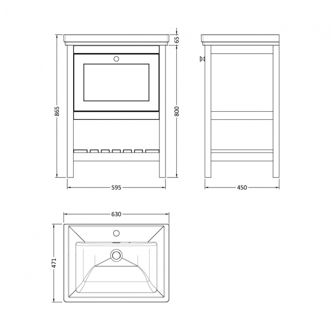 Hudson Reed Bexley Floor Standing Vanity Unit with 1TH Basin 600mm Wide - Fern Green
