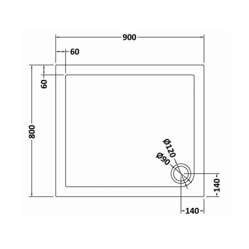 Nuie Pearlstone Grey Slate Effect Rectangular Shower Tray 900mm x 800mm