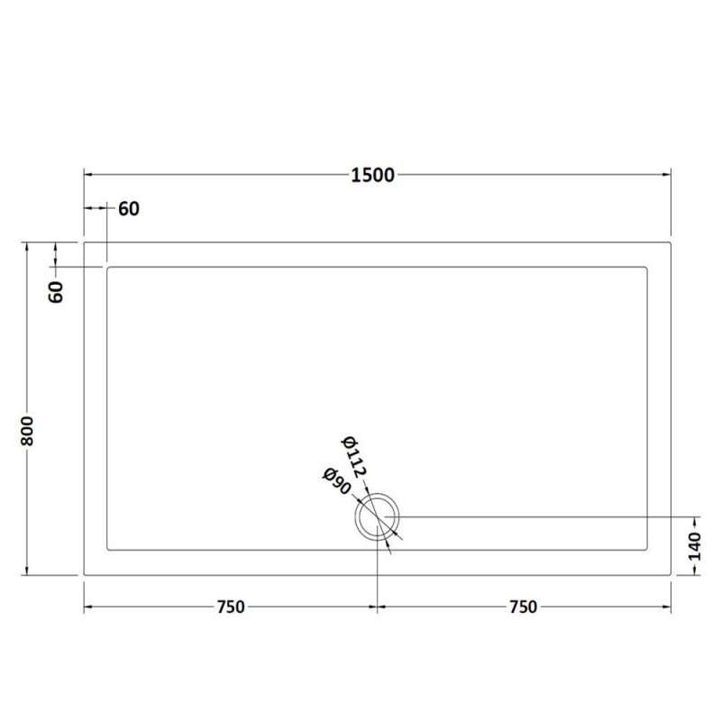 Nuie Pearlstone Grey Slate Effect Rectangular Shower Tray 1500mm x 800mm