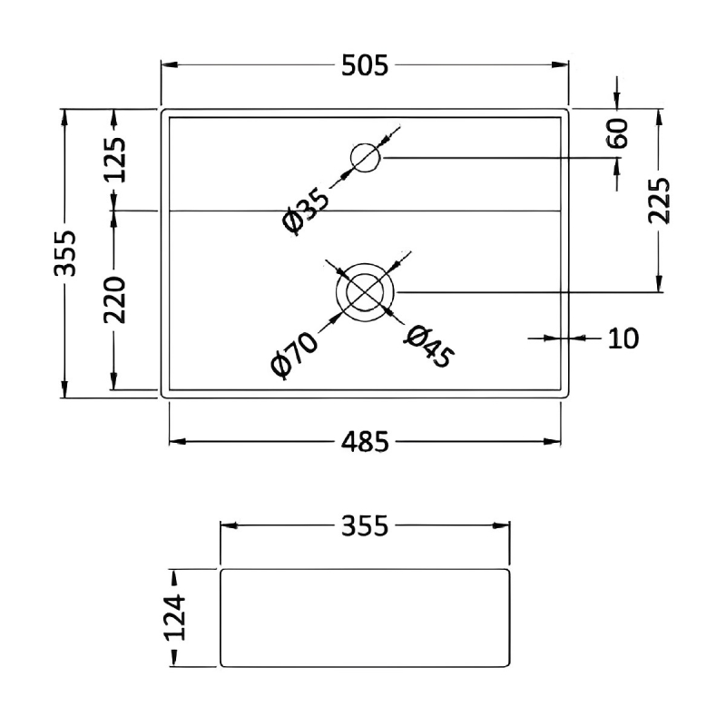 Hudson Reed Vessel Sit-On Countertop Basin 500mm Wide - White