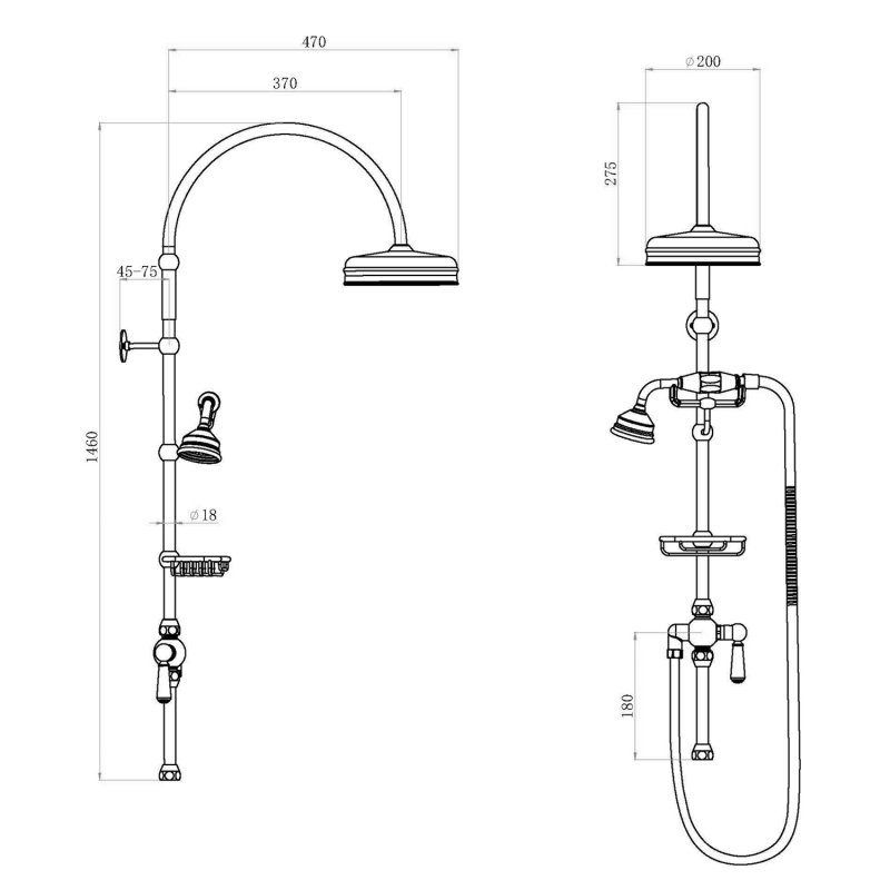 Hudson Reed Deluxe Grand Rigid Riser Kit with Handset and Shower Head