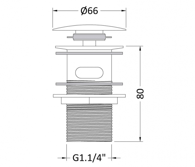 Hudson Reed Easy-Clean Push Button Basin Waste Chrome - Slotted