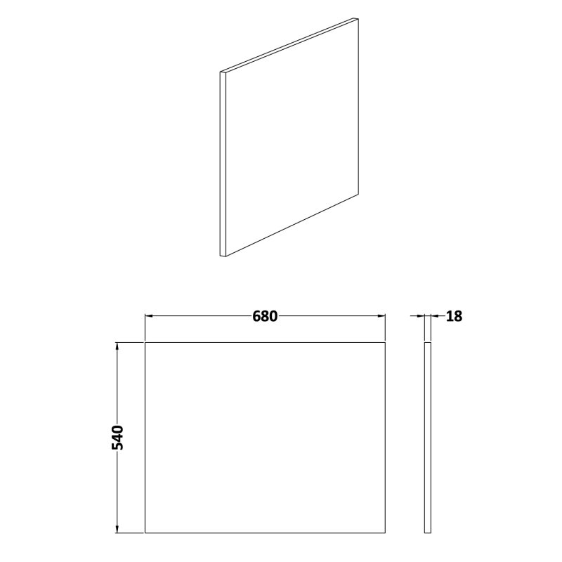Nuie Athena Square Shower Bath End Panel 540mm H x 680mm W - Anthracite Woodgrain