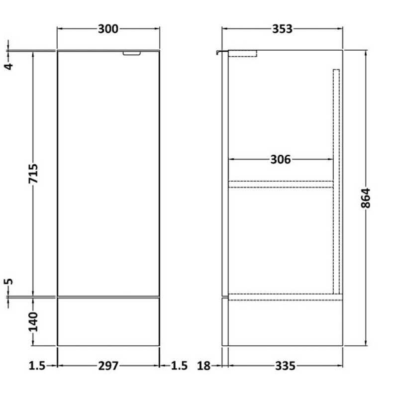 Hudson Reed Fusion Base Unit 300mm Wide - Gloss White