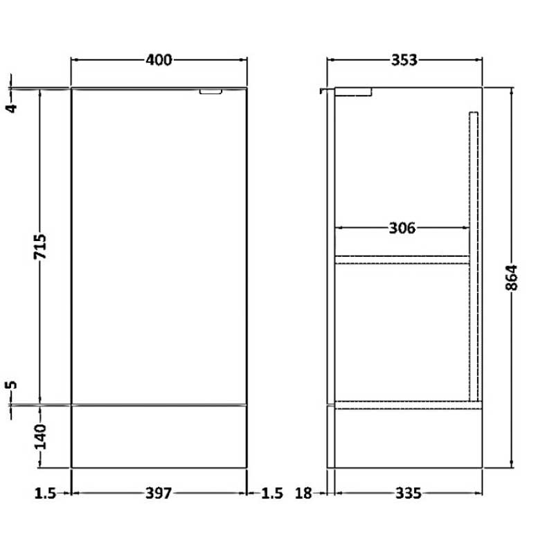 Hudson Reed Fusion Furniture Storage Unit 400mm Natural Oak HROFF384