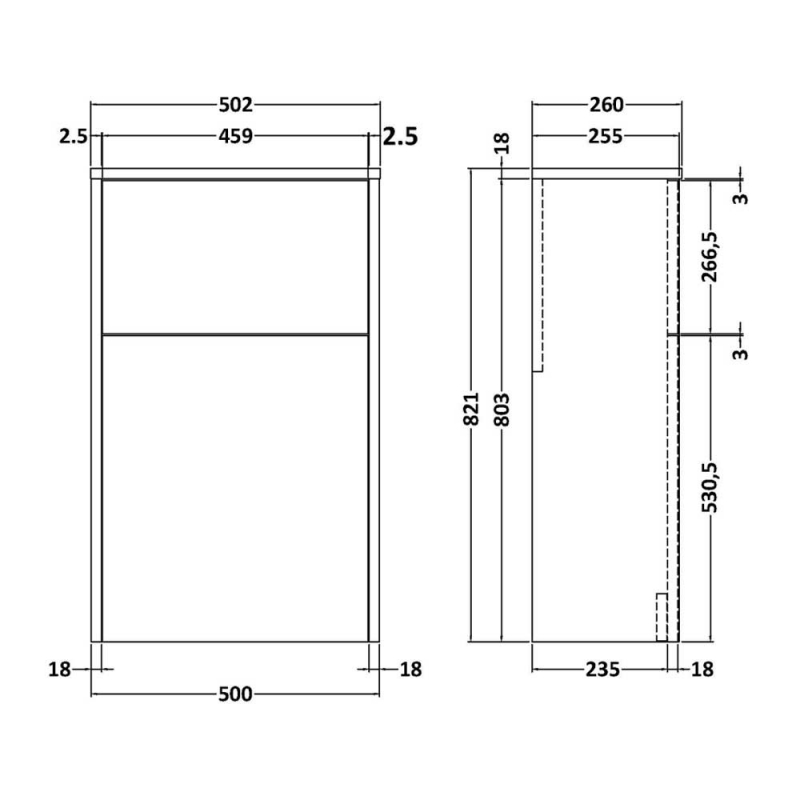 Havana WC Unit 500mm Wide - Metallic Slate