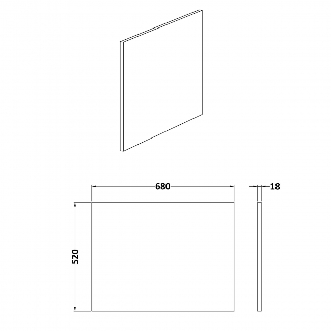 Hudson Reed MFC Shower Bath End Panel 540mm H x 700mm W - Graphite Grey