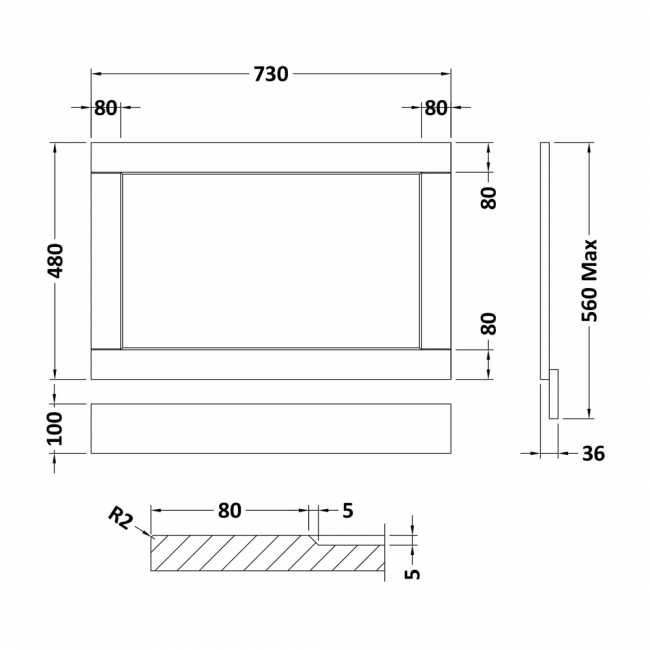 Hudson Reed Old London Bath End Panel 560mm H x 730mm W - Twilight Blue