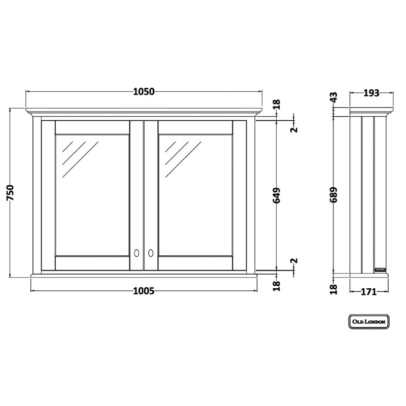 Hudson Reed Old London Bathroom LON317 1050mm Twilight Blue